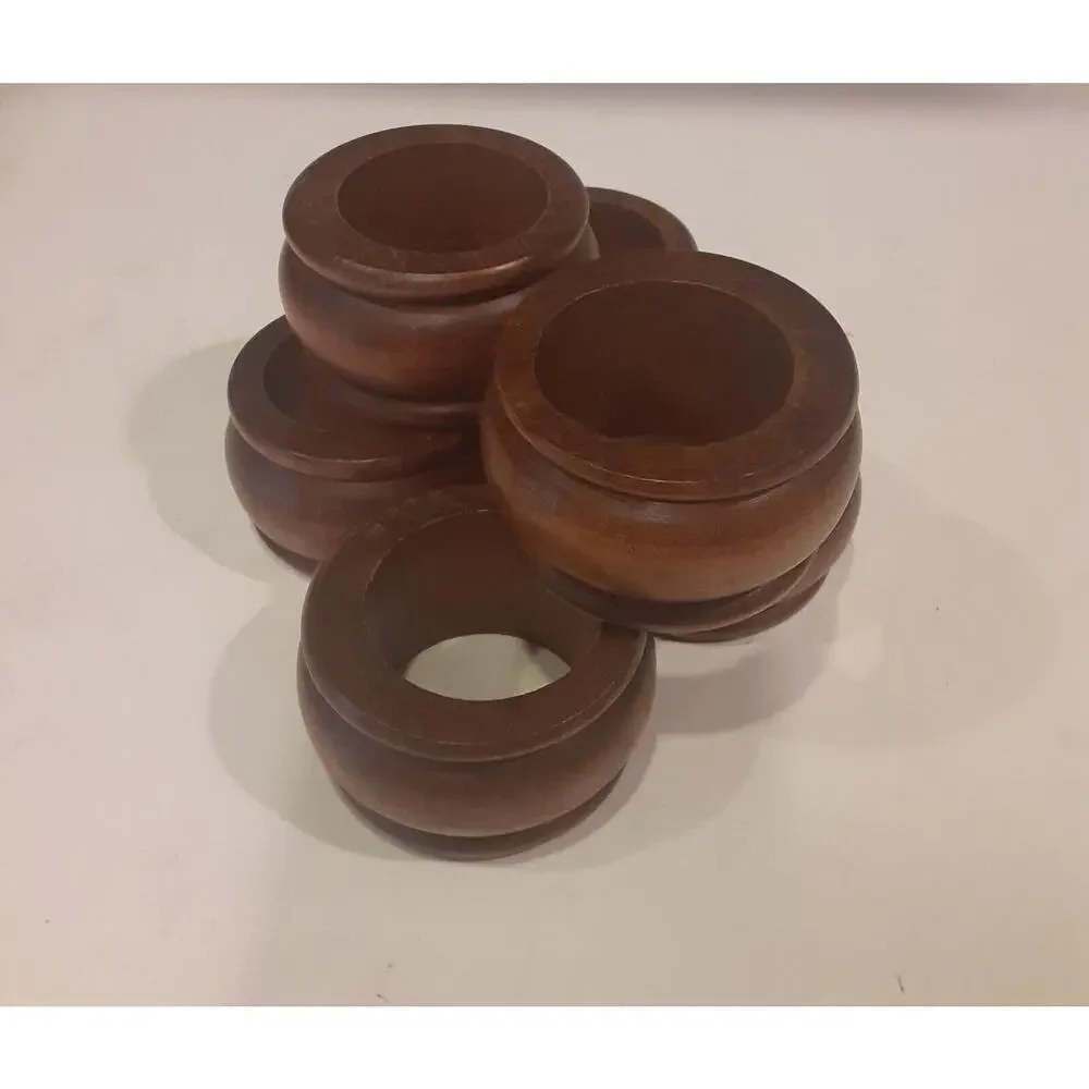 Vintage Wooden Napkin Rings X 6 Versatile Decor Masculine